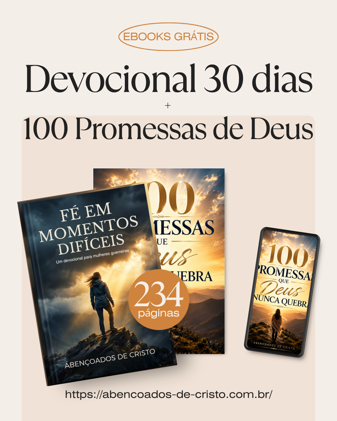 Mockup 3D dos Ebooks Devocional 30 Dias e 100 Promessas